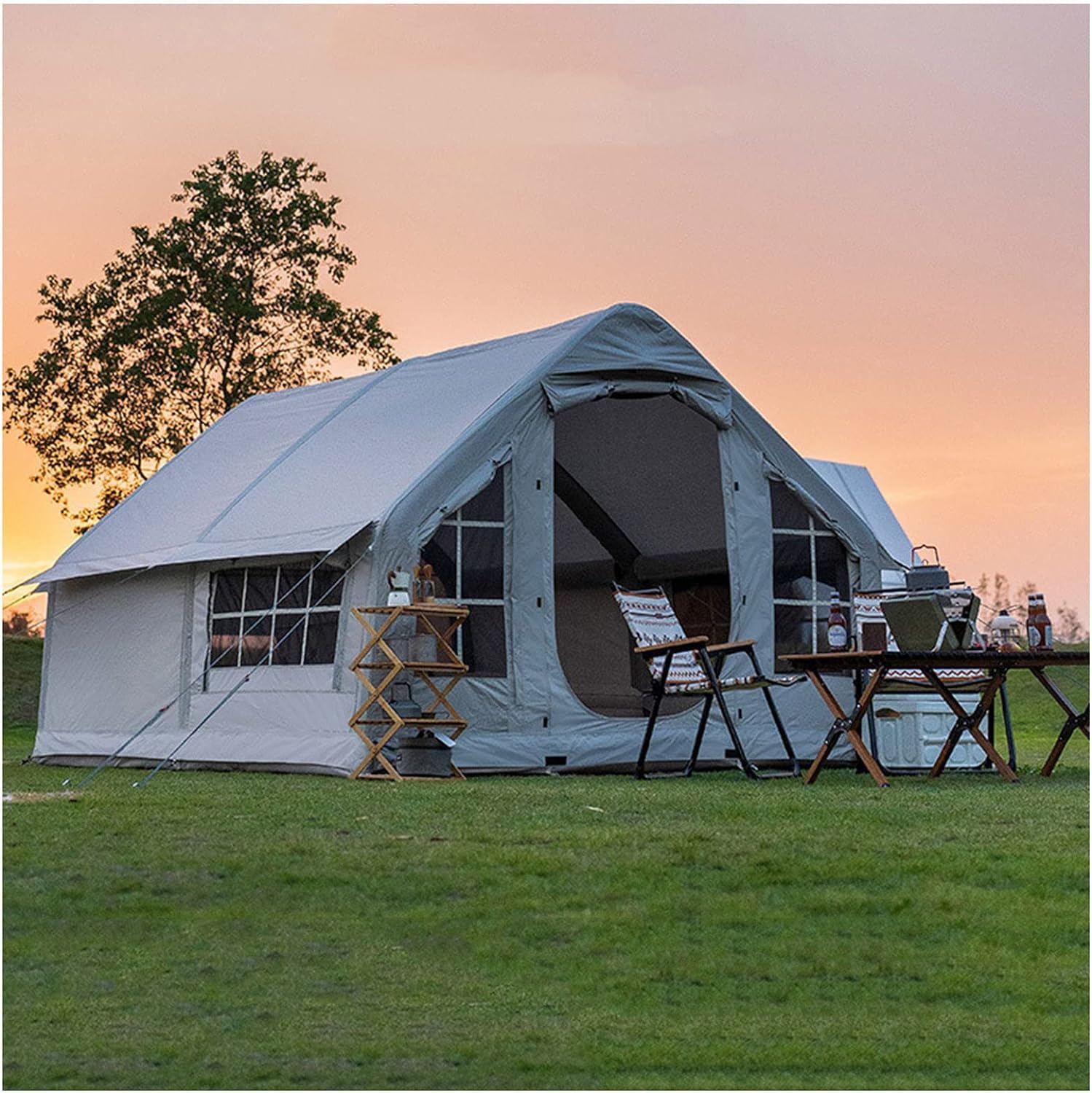 yymr Large Space Inflatable Tent, Outdoor One Piece Tent, Rainproof Camping No-pitch Tent, Sunproof Waterproof Picnic Gear, Foldable Portable Inflatable Tent
