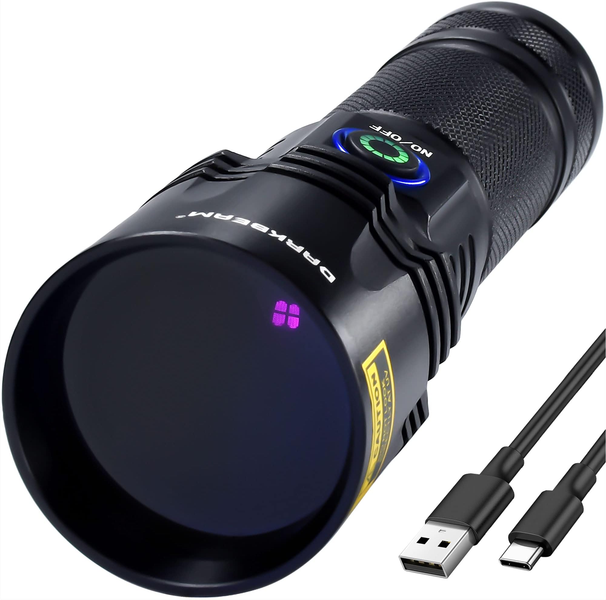 DARKBEAM UV Flashlight Black Light 365nm, Blacklight Woods lamp Rechargeable, LED 20W Powerful Ultraviolet Lights for Pet Urine Detection, Mineral, Blood Tracking, Uranium Glass, Resin Curing