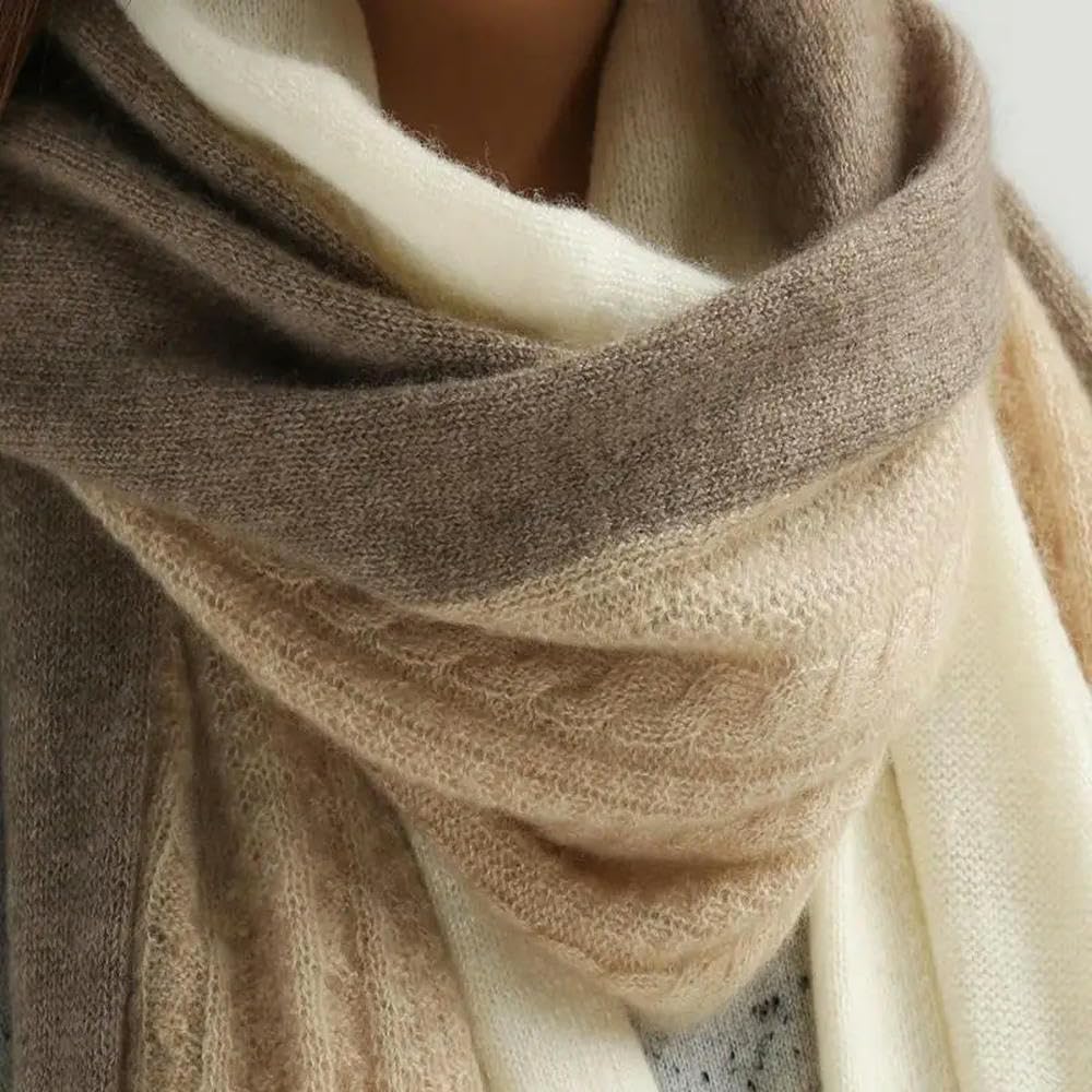 180 * 80cm Écharpe d'hiver en Cachemire pour Femme, châle tricoté, Chaud et Doux, pour Le Ski en Plein air, avec Coutures Tendance