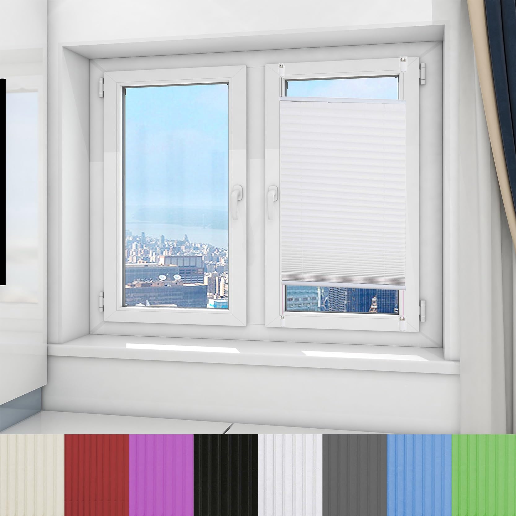 Tymczasowe rolety zaciemniające okna 50 x 100 cm Plisowane żaluzje do oranżerii Półprzezroczysty, zgnieciony wygląd Szybko i łatwo do salonu, biura, Biały