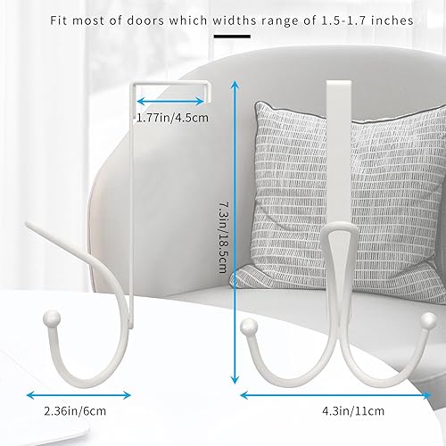 Miniatura 2 de FYY Ganchos para puerta  Paquete de 2 ganchos para puerta con almohadilla de esponja para evitar arañazos, ganchos organizadores resistentes para