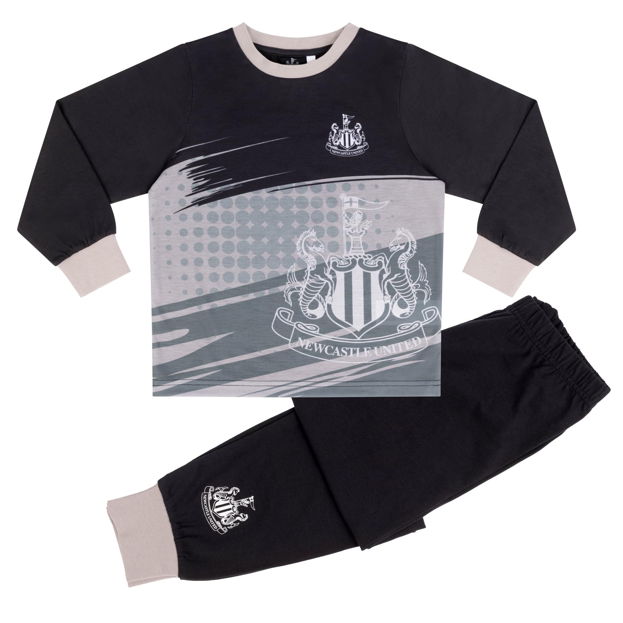 Newcastle United Black F.c. Long Sleeved Pyjama Set, 13-14 Years: 164Cm,