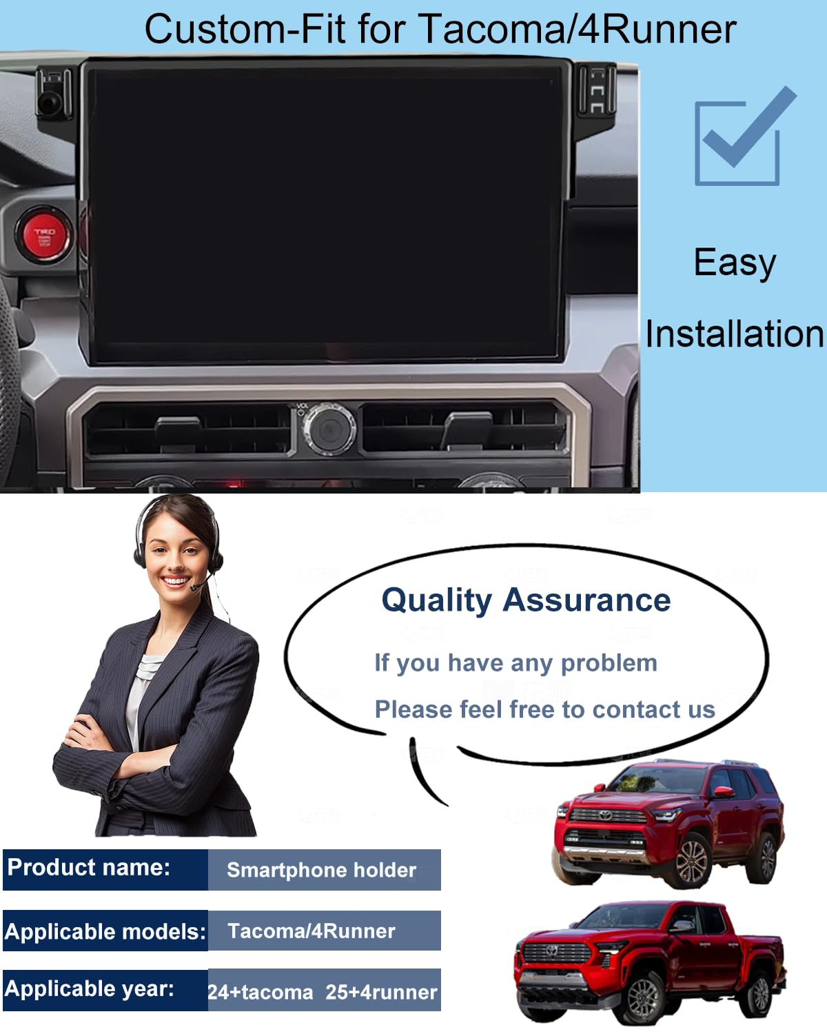 oricarmes Soporte magnético para teléfono de coche para Toyota 4Runner 2025 2026 para Toyota Tacoma 2024 2025 2026, accesorios que incluyen conductor y pasajero