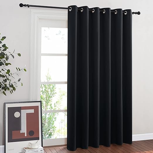 NICETOWN Blackout Curtain for Sliding Door, Patio Door Curtains, Thermal Insulated Wide Drapes/Draperies for Bedroom (Black, 80 by 84 inches)