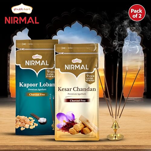 Miniatura 6 de Nirmal Kapoor Loban & Kesar Chandan - Fragancia prémium de 200 varillas de incienso Agarbatti por Shubhkart (paquete de 2)