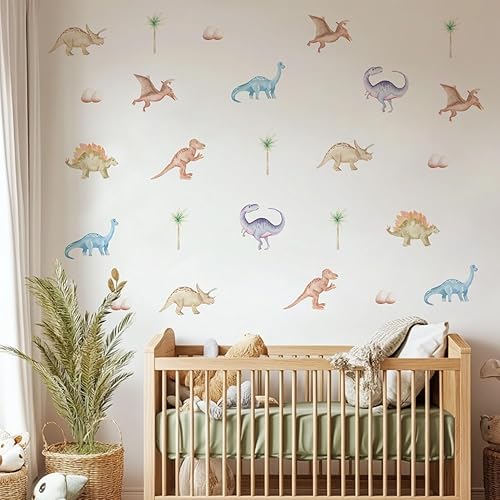 Miniatura 2 de QUCHENG Calcomanías de pared de dinosaurio, calcomanías de animales para dormitorio, decoración extraíble, cuarto de bebé, habitación de los niños,