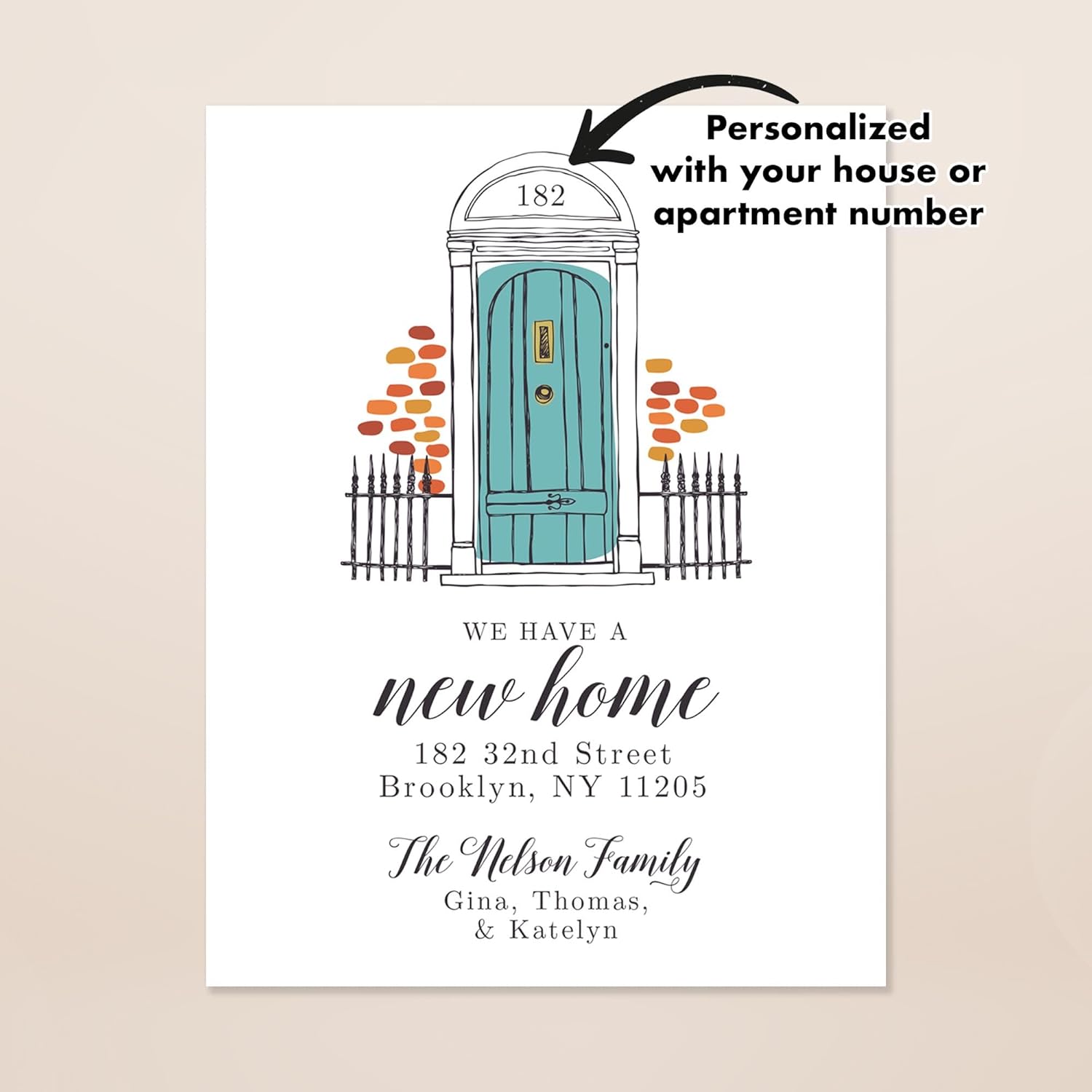 Moving Announcement Cards, New Address Cards with Custom Door Number, Flat 4.25x5.5 Personalized Moving Cards with Envelopes