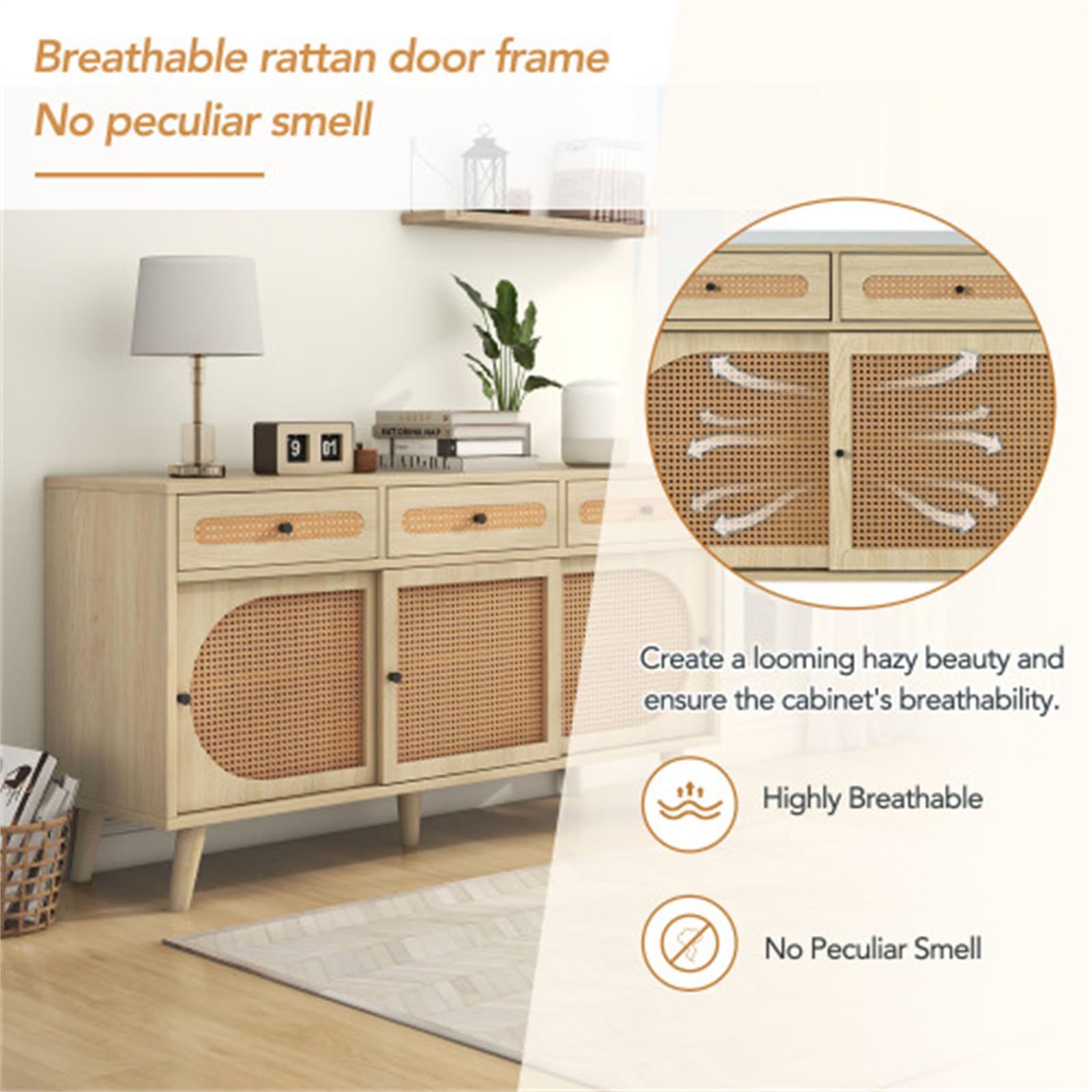 Credenza in Legno Tinta Unita, Mobile da Ingresso retrò Multifunzionale, Mobile Portaoggetti Verticale con Ampio Spazio di Archiviazione, Adatto per Soggiorno E Camera da Letto