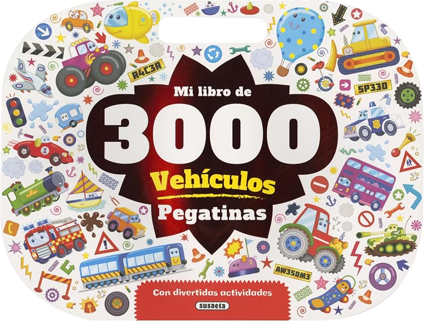 Portada de Mi Libro de 3000 Pegatinas Vehículos con Divertidas Actividades