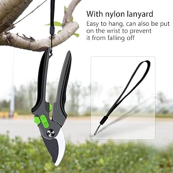 Fruit Tree Pruning, Garden Shears Premium Scissors Clippers with Safety Locking Spring Nonslip Tooth Grooves Labor Saving