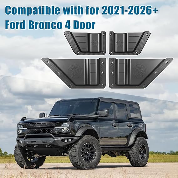 ABS Matte Black Front And Rear Side Door Organizer Storage Pockets Box Compatible With For Ford Bronco 2021 2022 2023 4 Door Insert Organizer Expansion Accessories