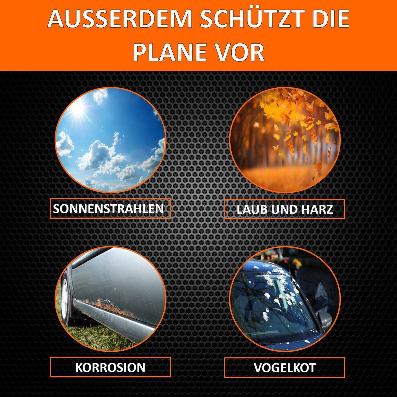 Motorrad Abdeckplane Motorradabdeckung Motorradgarage Chopper mit Box 245-270 cm Grau Wasserfest & Extrastark Outdoor Abdeckplane gegen Regen Schnee Wind UV-Strahlung Laub und Anderen Schmutz