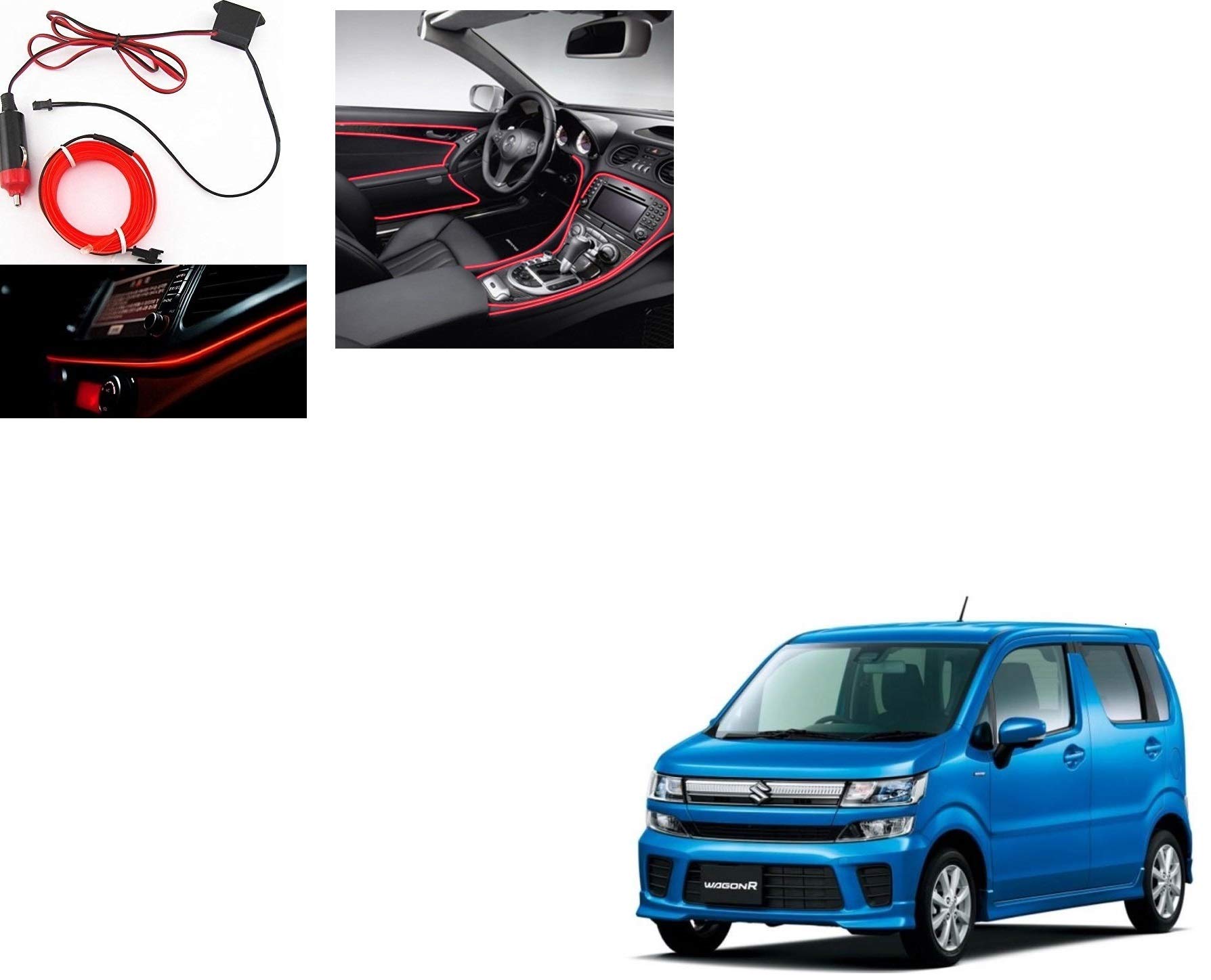 Kozdiko Red Color 12V 5Mtrs Roll Cold Light Car Socket Strip Neon Lamp Mood Creator Decor InteriorLighting for Maruti Suzuki WagonR 2019