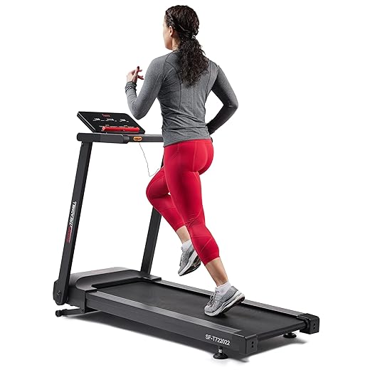 Sunny Health & Fitness Interactive Slim Foldable Treadmill with Ultra Quiet Brushless Motor Technology, Improved Stability, Shock Absorption, SunnyFit App Enhanced Connectivity Optional Auto Incline