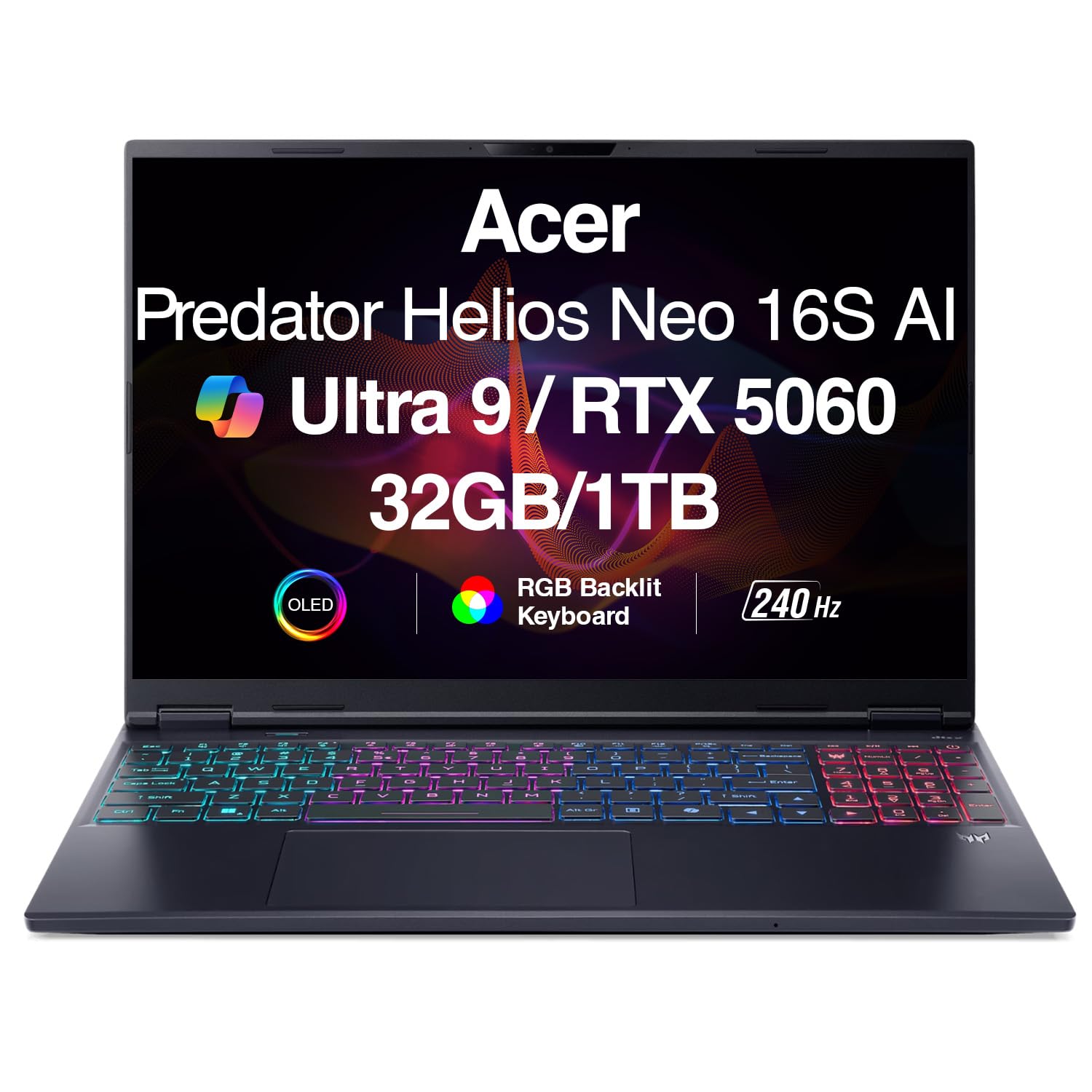 Predator Helios Neo 16 AI Gaming Laptop | 16" WQXGA 240Hz | Intel Core Ultra 9 275HX | NVIDIA GeForce RTX 5060 | 32GB | 1TB | Win 11