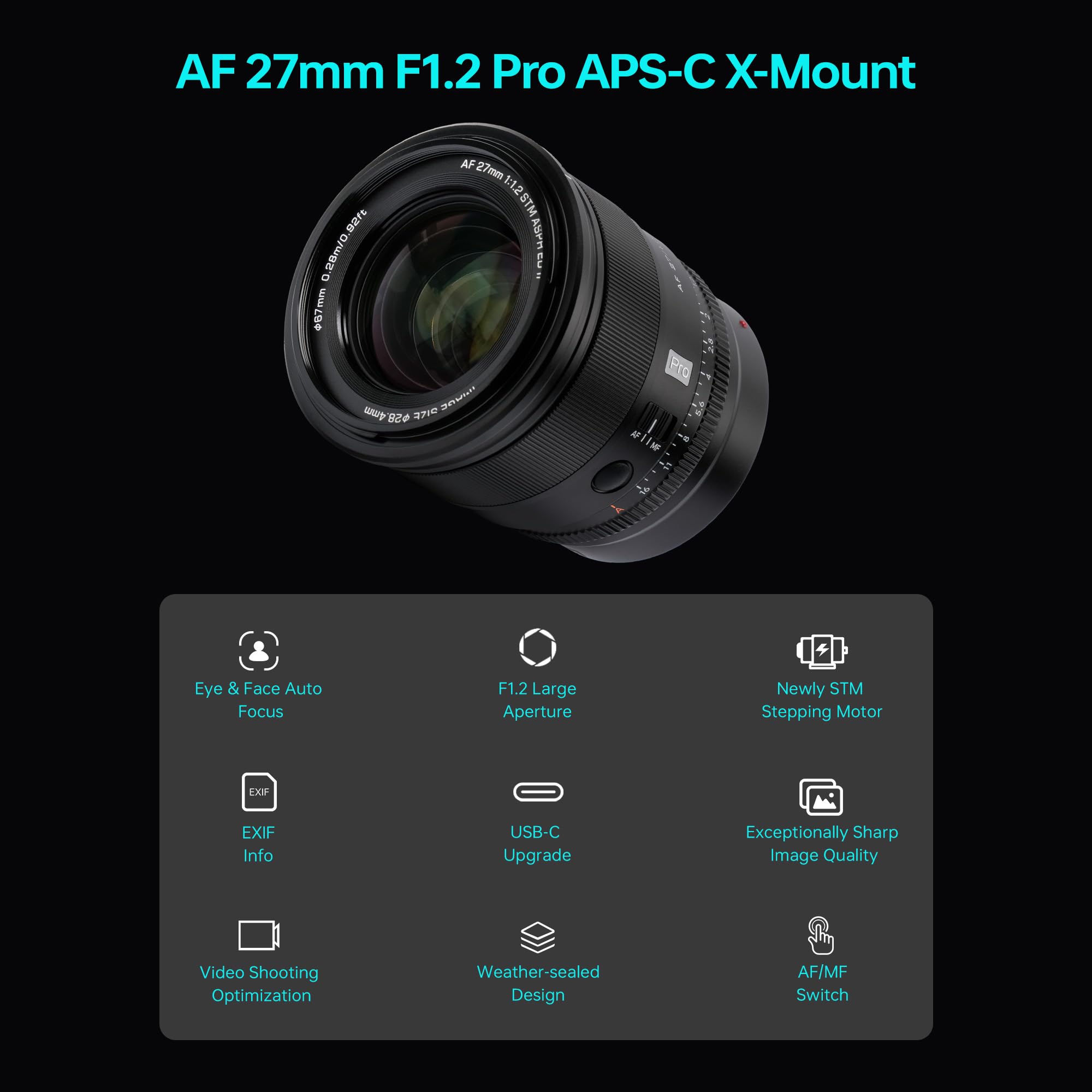 Amazon.com : VILTROX 27mm f1.2 Pro X Mount Lens,Auto Focus APS-C