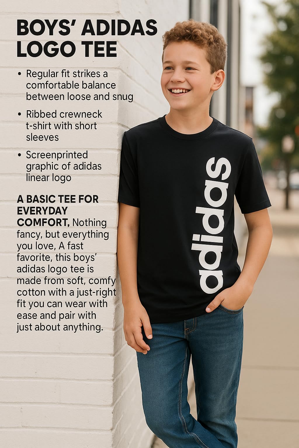 adidas Kids para hombre impresión Logo Tee (Big Kids)