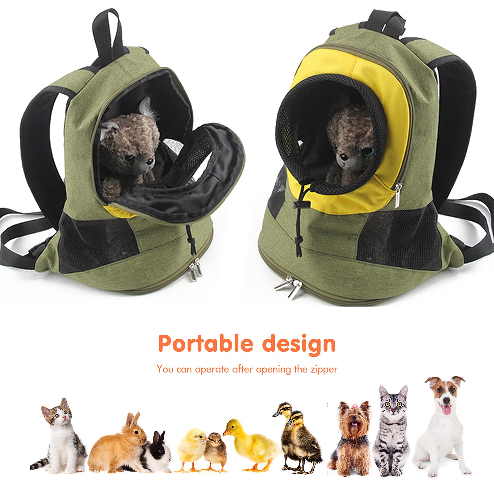 PETCUTE Zaino Porta Cane,Traspirante Zaino per Animali Domestici,Zaino per Cani a Doppia Spalla con Pad Rimovibile,Testa Fuori Borsa per Cani con Tracolla Regolabile e Cordoncino