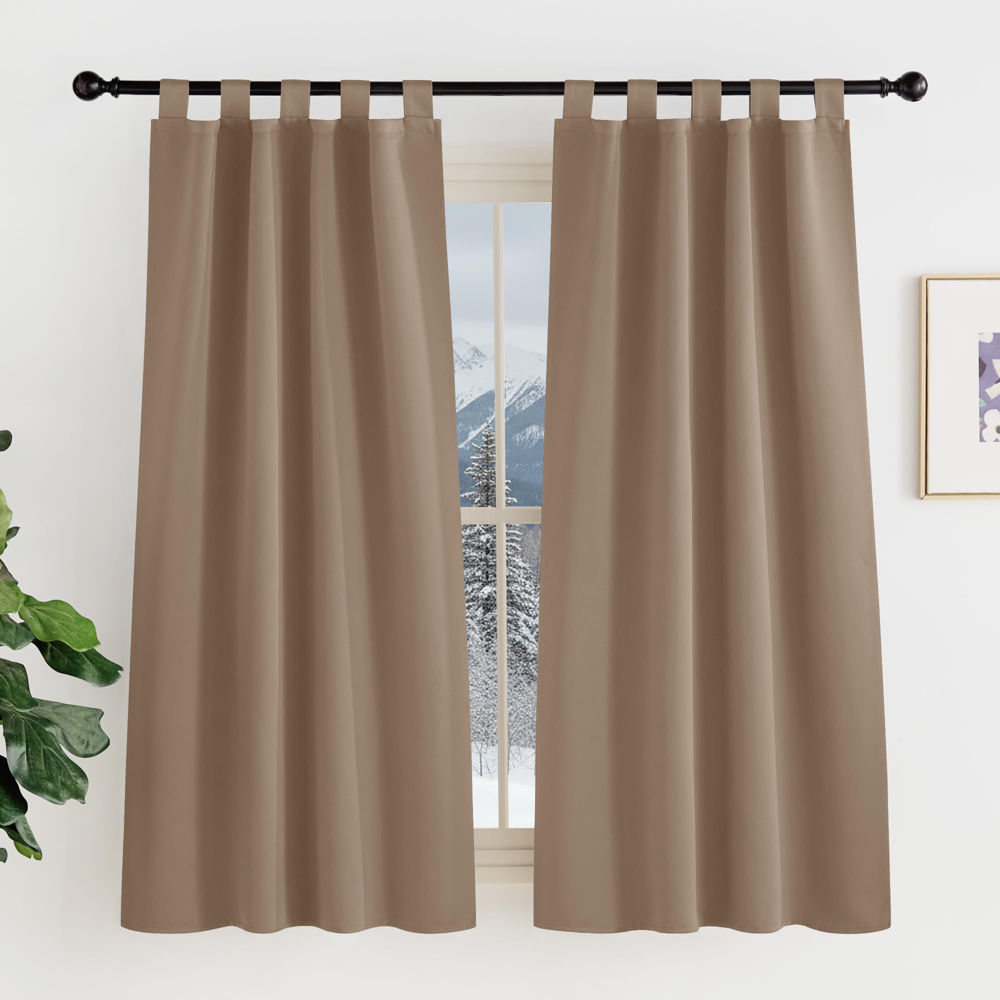 KGORGE Cortinas Cocina Cortas para Ventanas, Cortinas Termicas Opacas con Trabillas 2 Piezas para Dormitorio/Comedor,90x150cm,Moca Global Recycled Standard Global Recycled Standard OEKO-TEX STANDARD 100 Global Recycled Standard