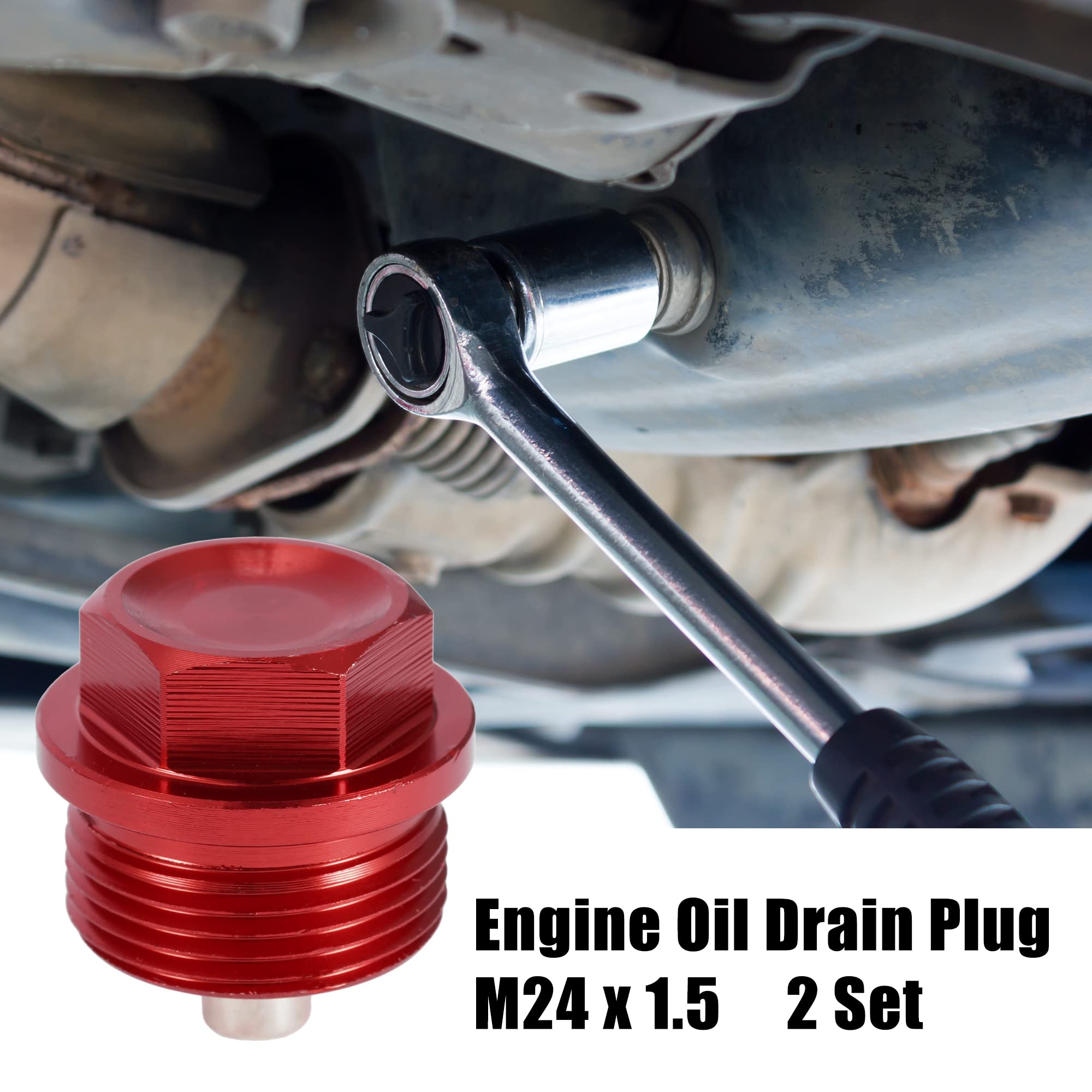 A ABSOPRO Bouchon Vidange Huile Magnétique 2Pcs Pour Carter Moteur | Aluminium, Avec Rondelle, Dimensions 28.9x26.9mm, Compatible Avec La Plupart Des Véhicules, Installation Facile