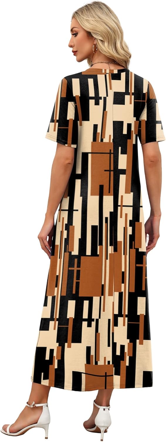 WIHOLL Women's Maxi Dresses V Neck Vacation Beach Sundresses Floral Travel Summer Dress - Image 5