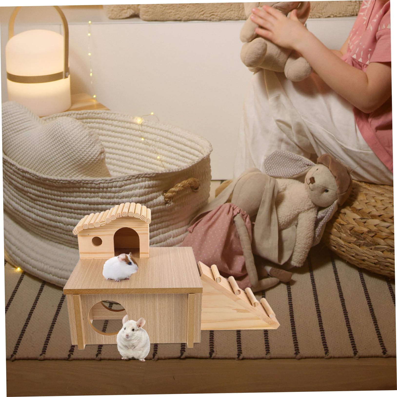 Toddmomy Hamsterbrücke mit Leiter Lustiges Hamsterspielzeug und Kleines Versteck für Hamster Haustierversteck für Käfig