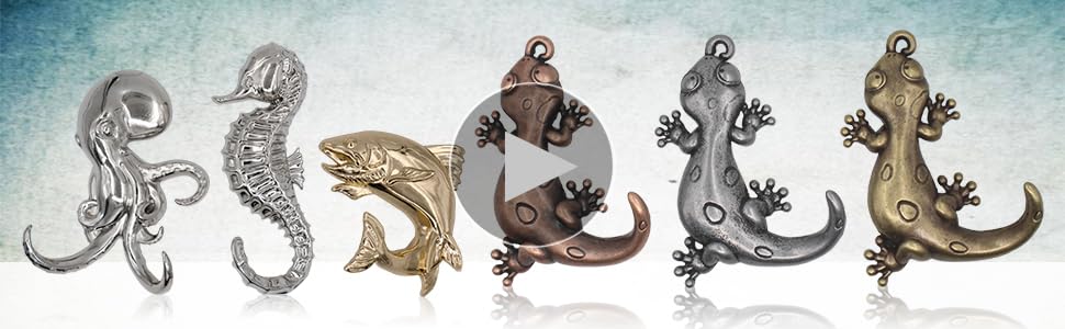 ALIWINER Ganchos De Caballito De Mar Para Colgar En La Pared, Ganchos Decorativos Rústicos, Ganchos Para Toallas De Atún, Colgador De Pared Resistente Para Bata, Gancho Decorativo De Pulpo, Decoración De