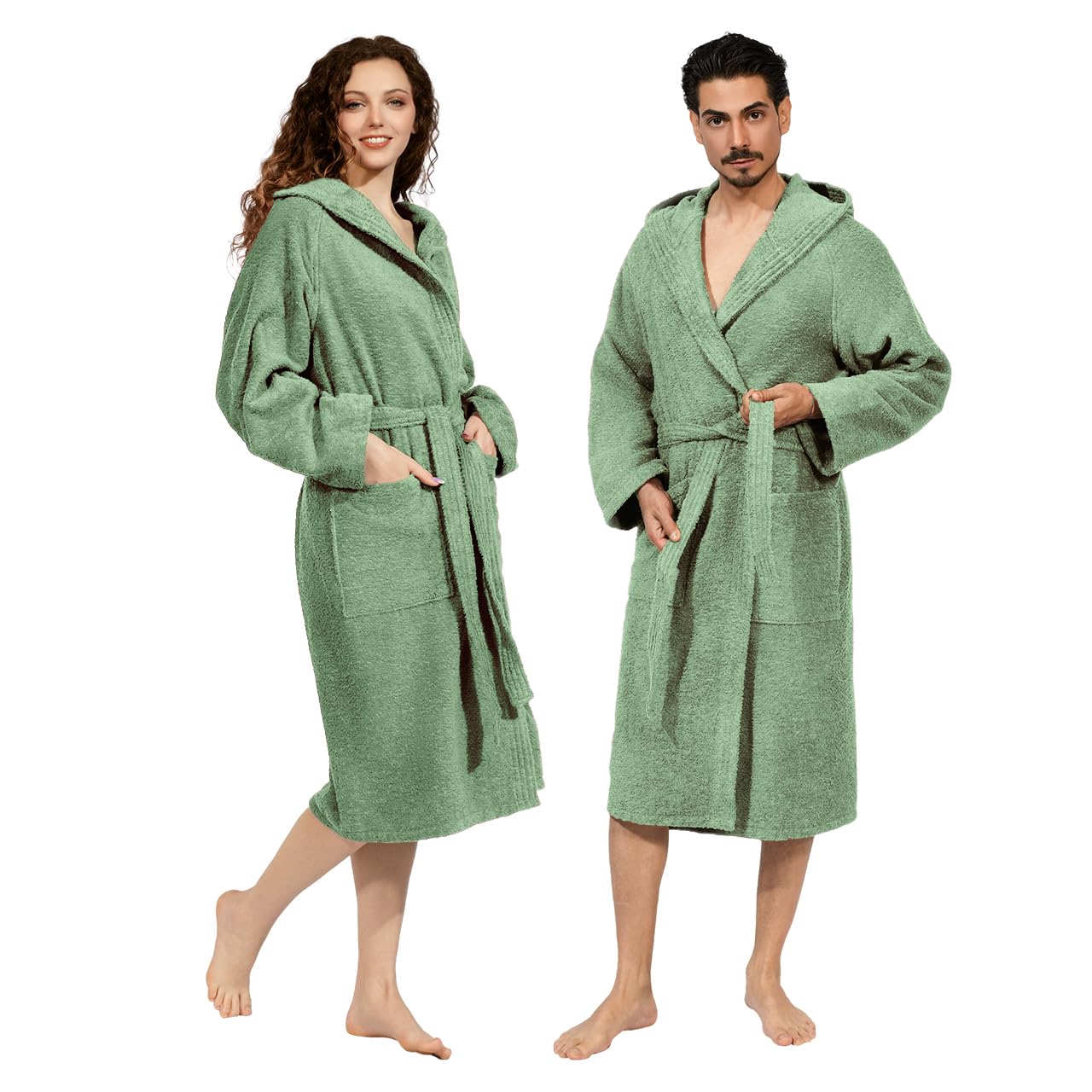 Albornoz unisex para mujer/hombre con capucha, de rizo de algodón 100% OEKO-TEX – suave, absorbente, diseño italiano