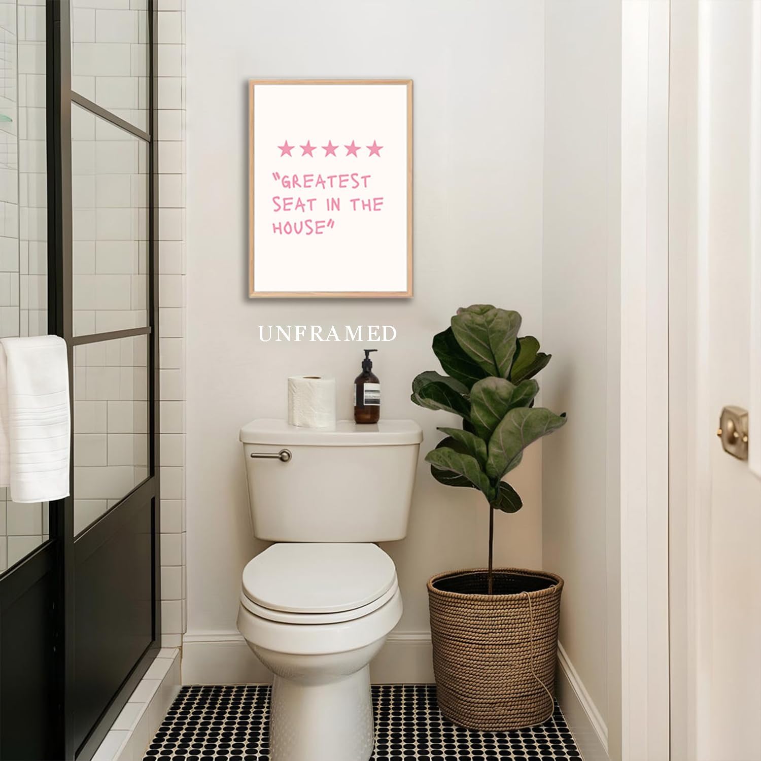 XBQZFLHT Pink Coquette Bathroom Wall Art - 6Pcs Preppy Pink Bow Decor, Funny Shower Karaoke & Toilet Paper Posters, Cute Aesthetic Girls Washroom Dorm Wall Decor (12x16in, Unframed)