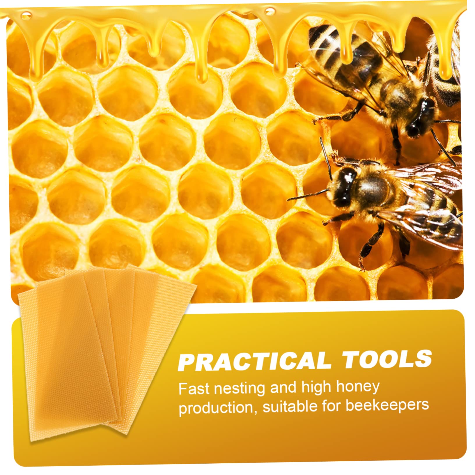 Láminas de Cera para Colmena 30 Piezas de Cera de Abeja | Color Amarillo, Forma Simple, para Panal y Base de Colmena, Accesorios para Cría y Refugio