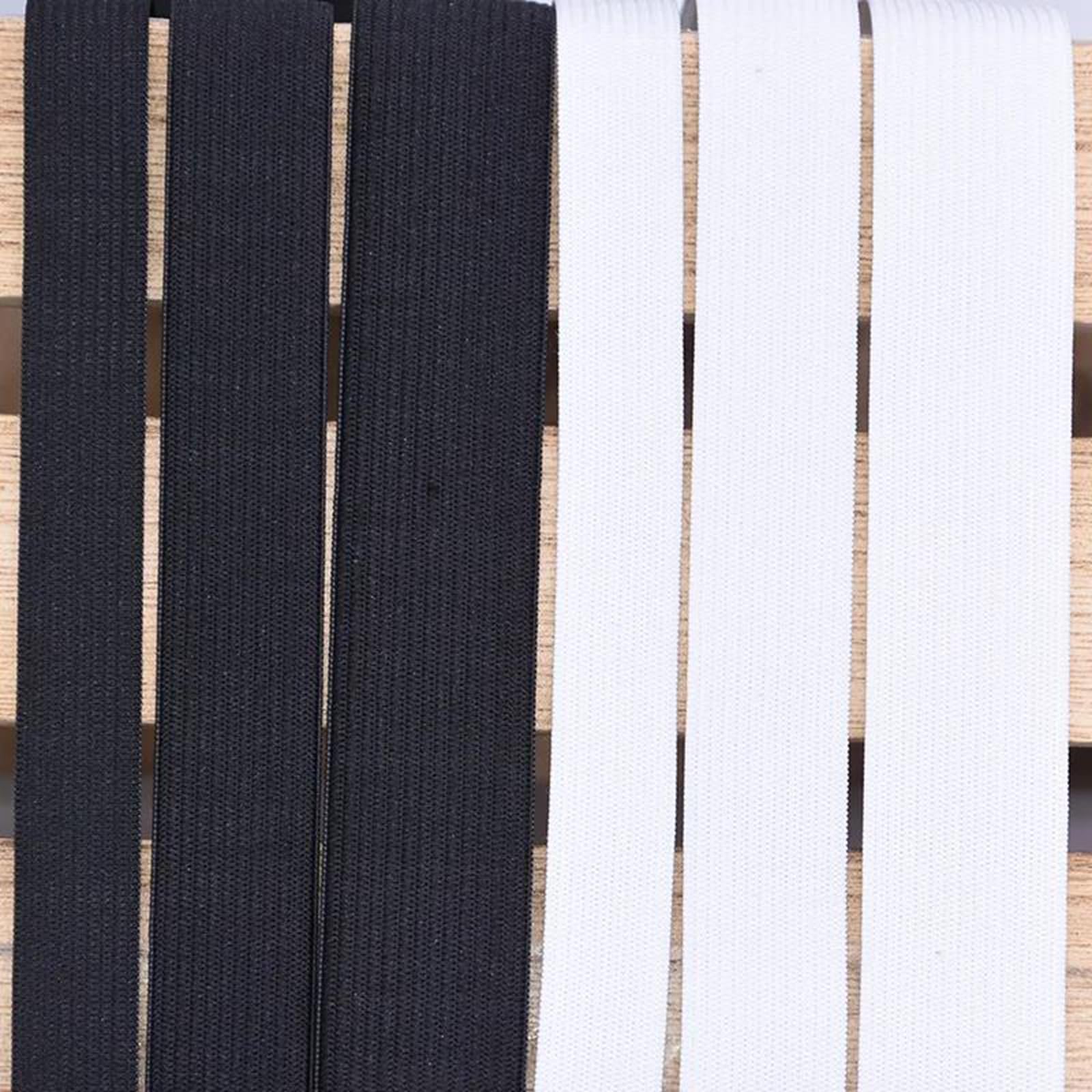 Bandas elásticas Banda elástica Ancha y Plana Elástico de 10 Metros de 15-45 mm for Costura, Manualidades, Ropa, Accesorios, puños elásticos, Negro, 40 mm(White,20mm)