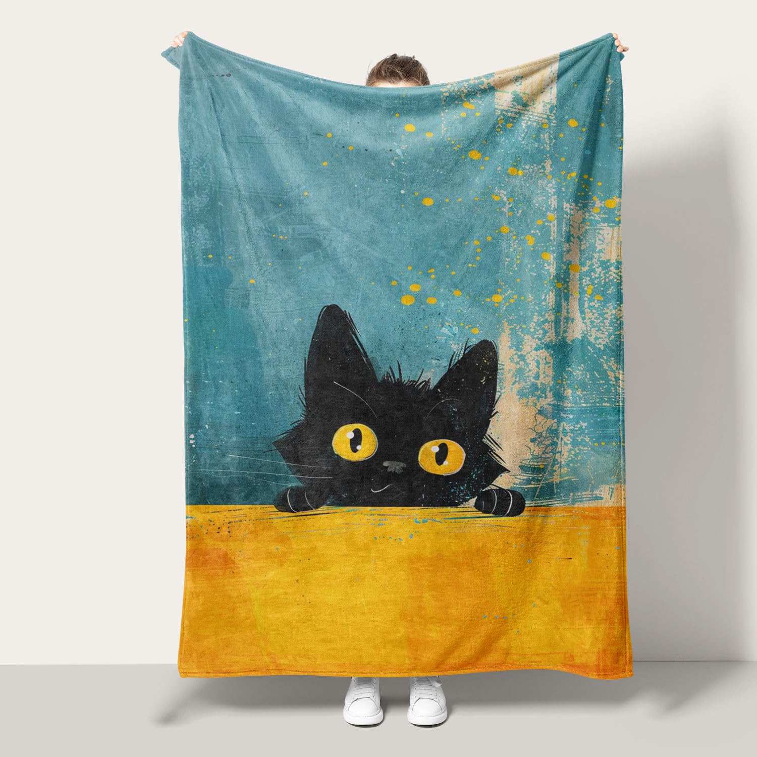 Plaid chat noir contre le froid couverture flanelle légère