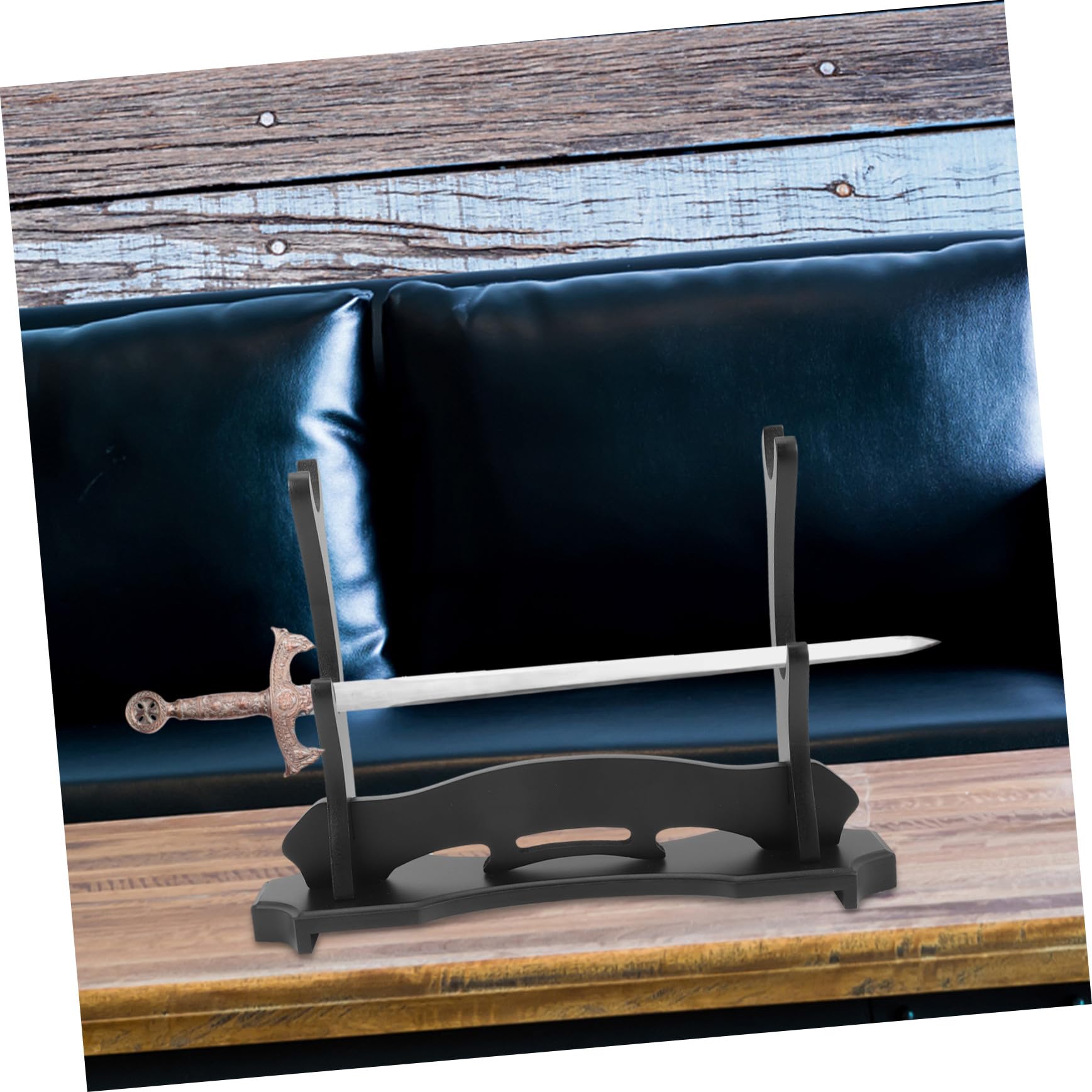 iplusmile Soporte Portacuchillas De Madera De Dos Niveles, Accesorio Hogar, Soporte Estable Para Espadas y Flautas, Base Resistente Para Exhibición, Adecuado Para Sala De Estar y Estudio