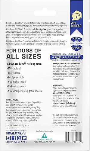 Miniatura 5 de Himalayan Pet Supply - Golosinas masticables para perros Churro en paquete de 3 sabores variados (1) queso, (1) mantequilla de maní y (1) tocino (3