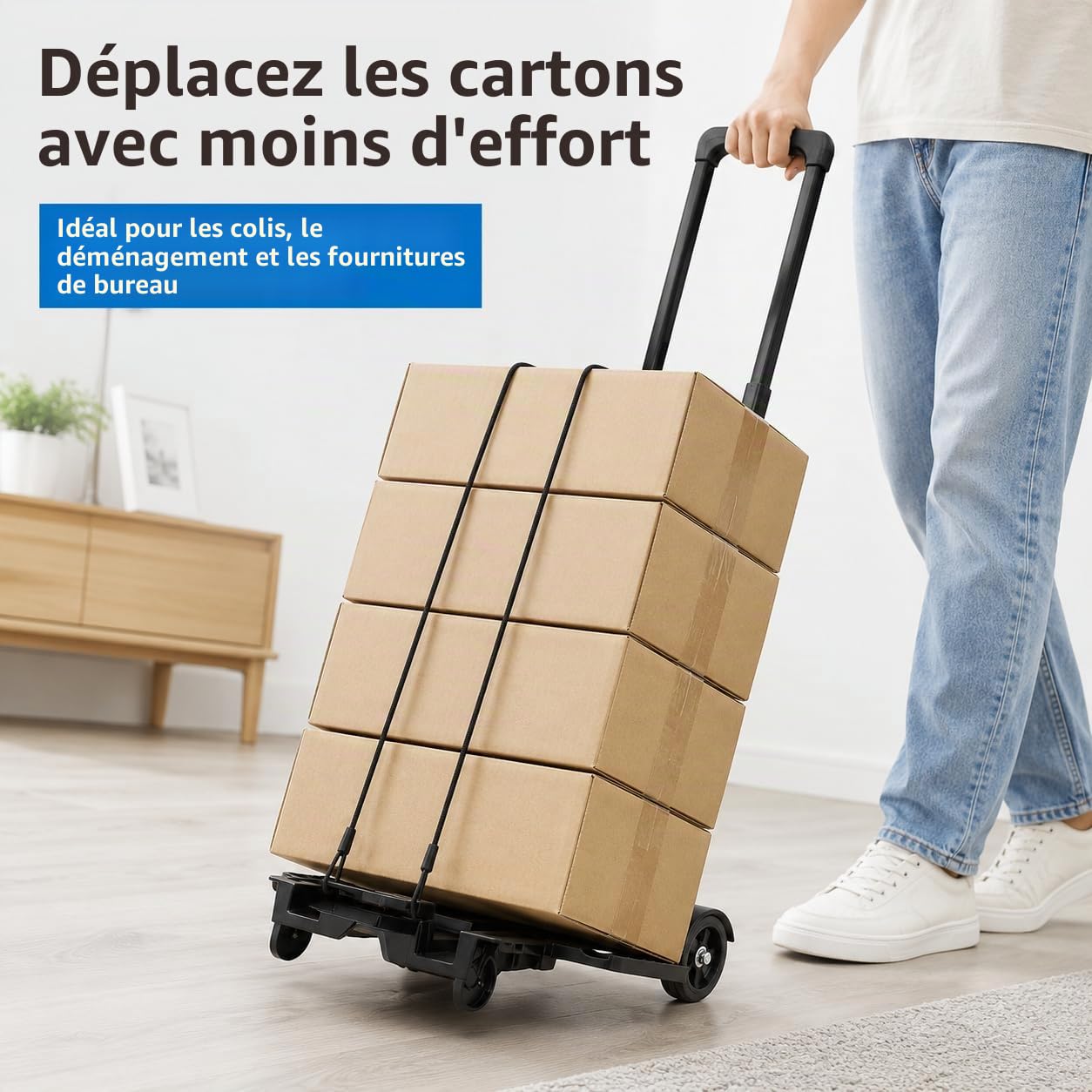 Diable Pliable de 35 kg - Diable Robuste Multifonction - Chariot à Bagages Portable pour Voyage, Voiture, Bureau, Chariot Pliable