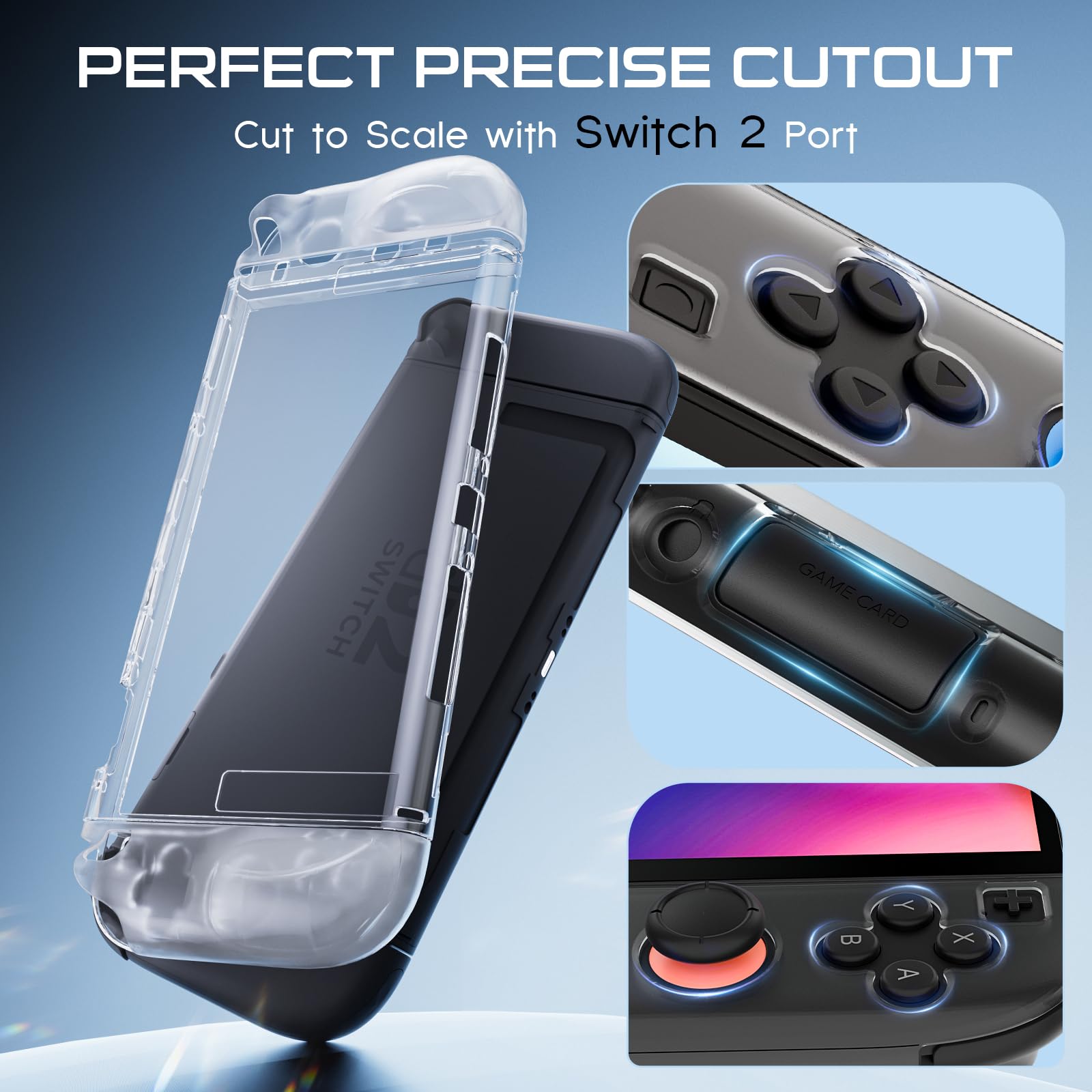 HEYSTOP [120 Pezzi] Cover per Nintendo Switch 2 Custodia Protettiva Trasparente per PC per Nintendo Switch 2 con Protezione per Lo Schermo Switch 2 e Copri-Pollici per Accessorio Console Switch 2