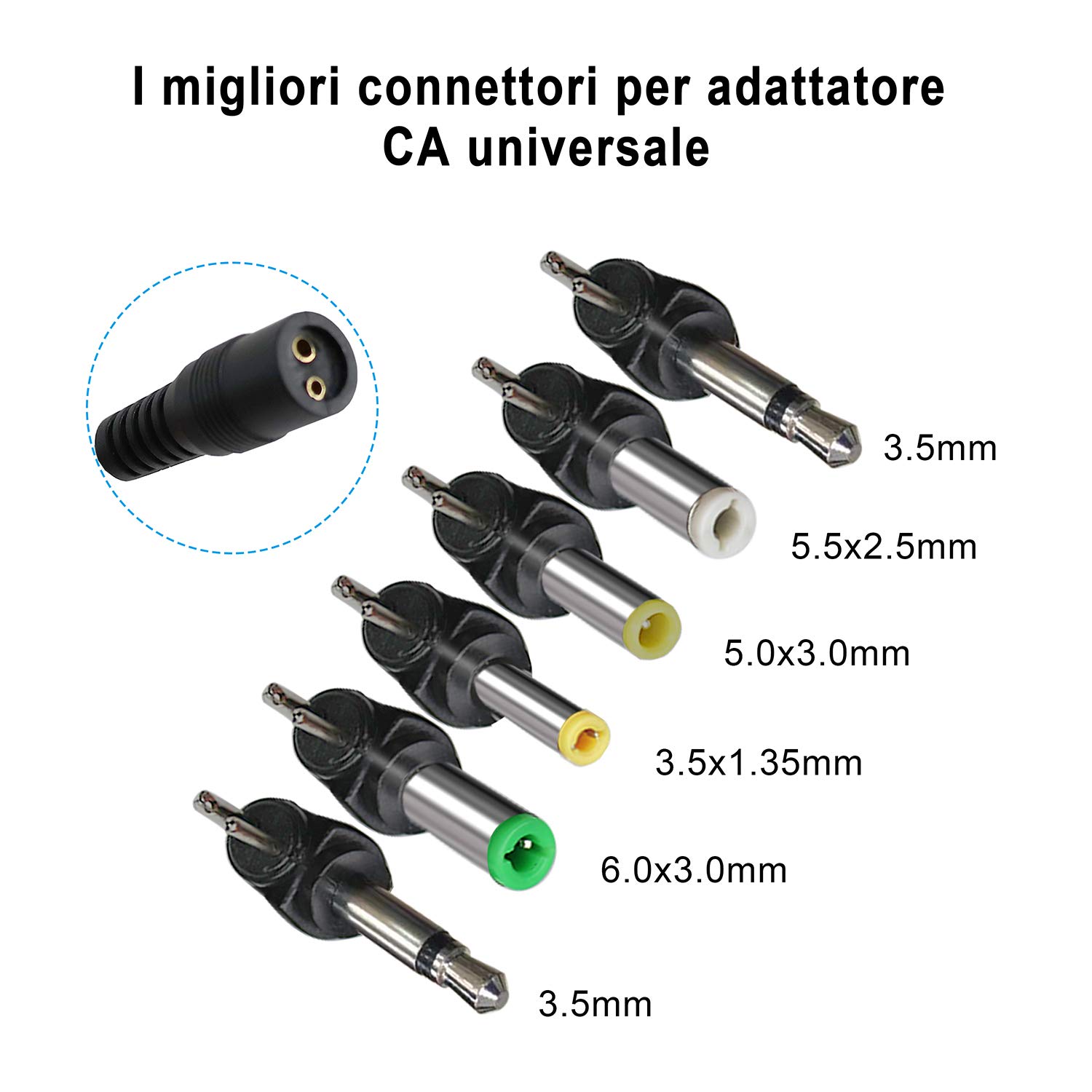 EXTRASTAR 24W Alimentatore Universale USB con 6 Spine CC per 3V-12V Elettronica Domestica -2000mA Max