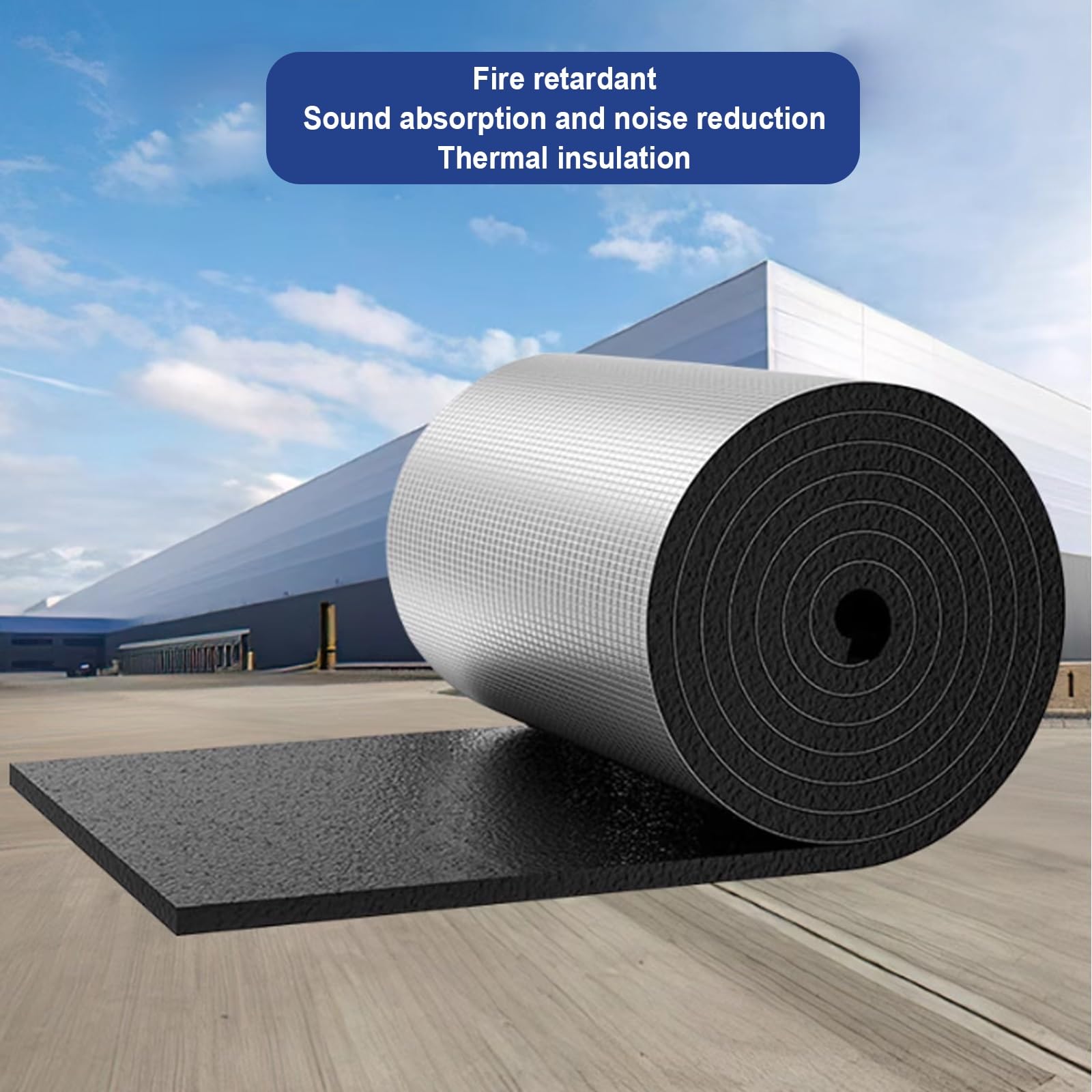 Insonorizzazione Auto Pannelli Isolanti Acustici，rotolo isolante Pannello riflettente autoadesivo in schiuma di alluminio, pannello riflettente for radiatore.(1*3m/3.2*9.8ft,10MM(THK))