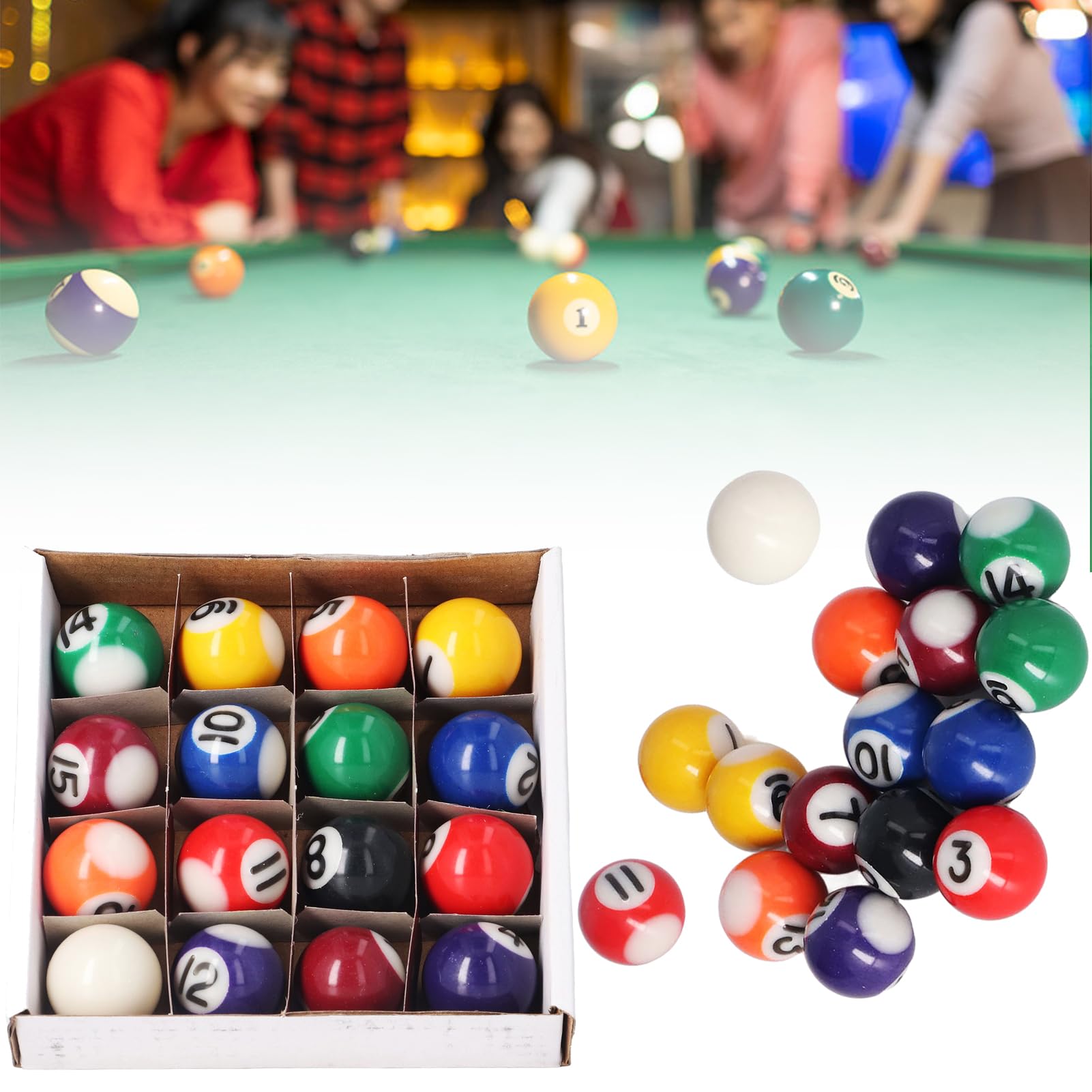 Palline da Biliardo Piccole, Resina 16 Pezzi Mini Palline da Biliardo Professionali Ecologiche per Giochi di Tempo Libero