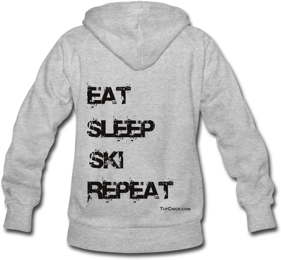 Tuf Chick Women's Eat Sleep Ski Repeat Hoodie (Back Print)