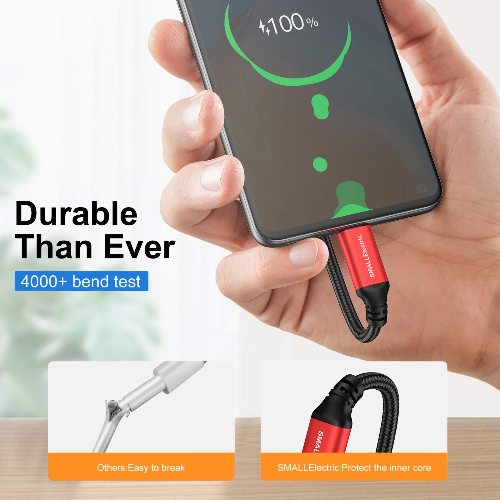 Paquete de 5 cables USB C de 10 pies/3 m, extra largo USB A a USB-C de 10 pies/3M tipo C, cable de carga rápida compatible con Galaxy S10 20 9 8 Plus a10e, cable de carga rápida trenzado para Note 10