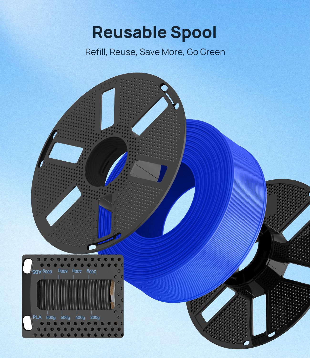 JAYO PLA Filamento 1,75 mm Bundle 4.4KG, Filamento per stampante 3D, Precisione dimensionale +/- 0,02 mm,Filamento ben avvolto, 4 Bobine, Rosso + Blu + Giallo + Arancione