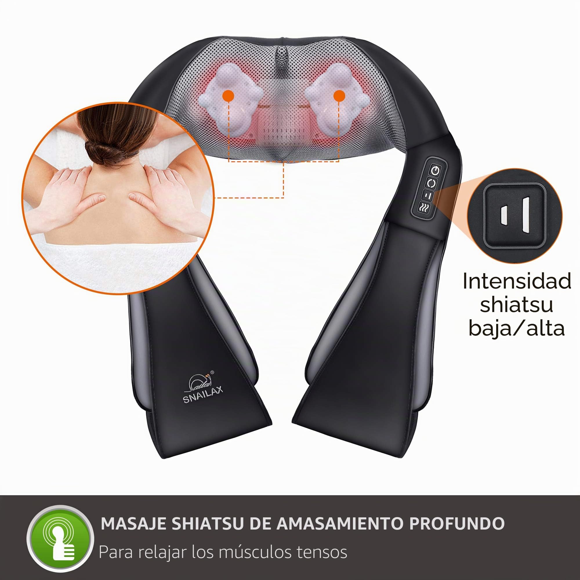 Snailax Masajeador De Cuello Inalámbrico Masaje Térmico Hombros Y Cuello, Cintura, Pie, Almohada De Masaje Eléctrica