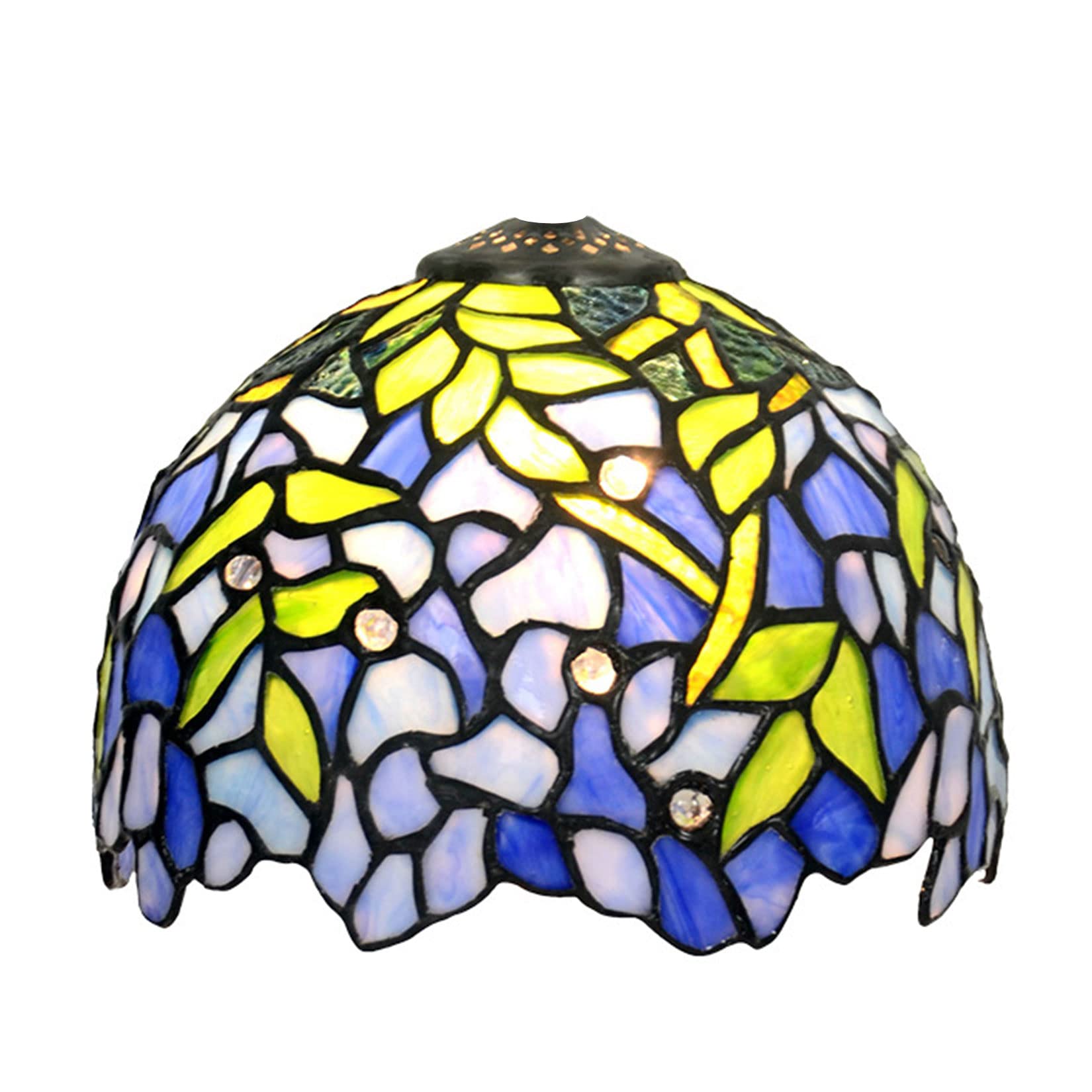 SaryEdge Tiffany Lamp Shade Replacement, Purple Blue Stained Glass Wisteria Lampshade Only with Cap Fit for Table Lamp Floor Lamp Pendant Light Ceiling Fixture,16in，8in，8in