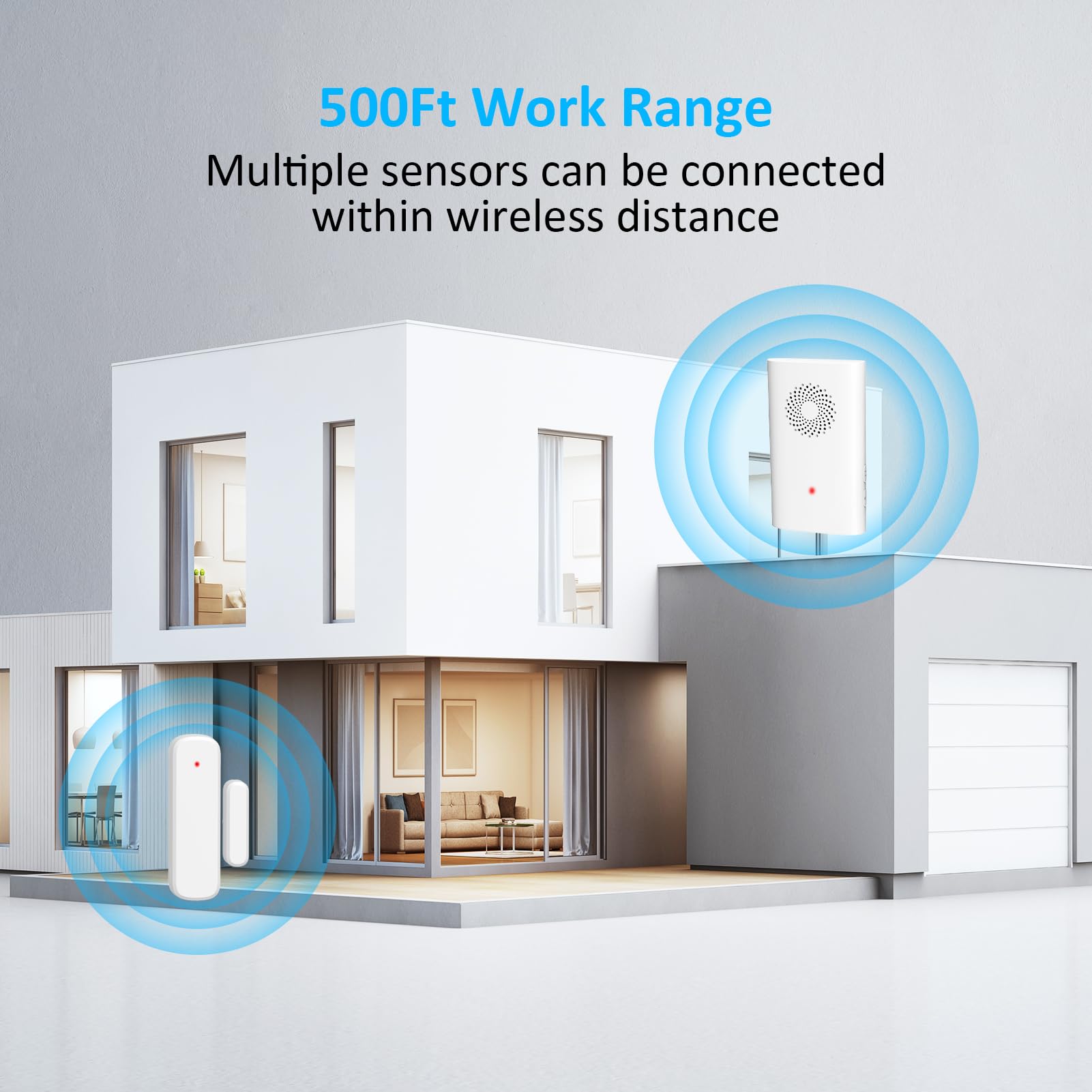 Timbre inalámbrico con sensor de puerta, alarma de apertura de puerta al entrar en el negocio/oficina/tienda (rango de 500 pies, volumen ajustable de 51 timbres), timbre de alerta para el hogar para
