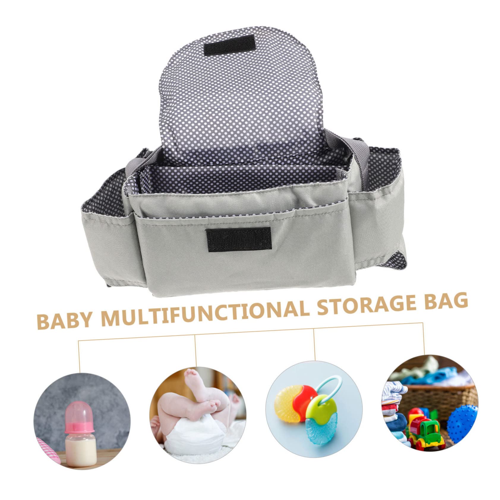 Kisangel 3stücke Kinderwagen Organizer Mit Flaschenhalter Multifunktionale Wickeltasche Für Babyartikel Praktische Aufbewahrungstasche Für Unterwegs Hellgrau Mit Dinosaurier-