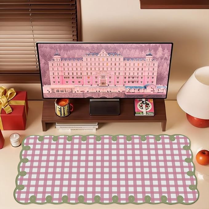 Alfombrilla de escritorio rosa y verde, grande, antideslizante miniatura 3