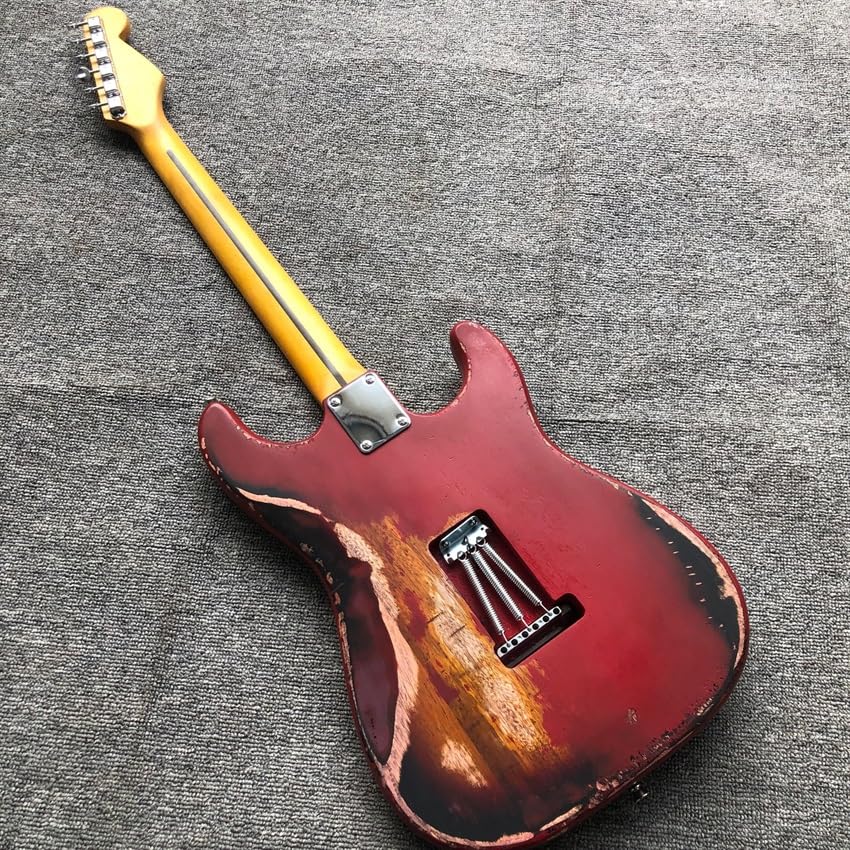 Chitarra elettrica for mancini con pickup retrò e cover rosso tramonto - Ideale for musicisti che cercano uno strumento acuto for prestazioni personalizzate