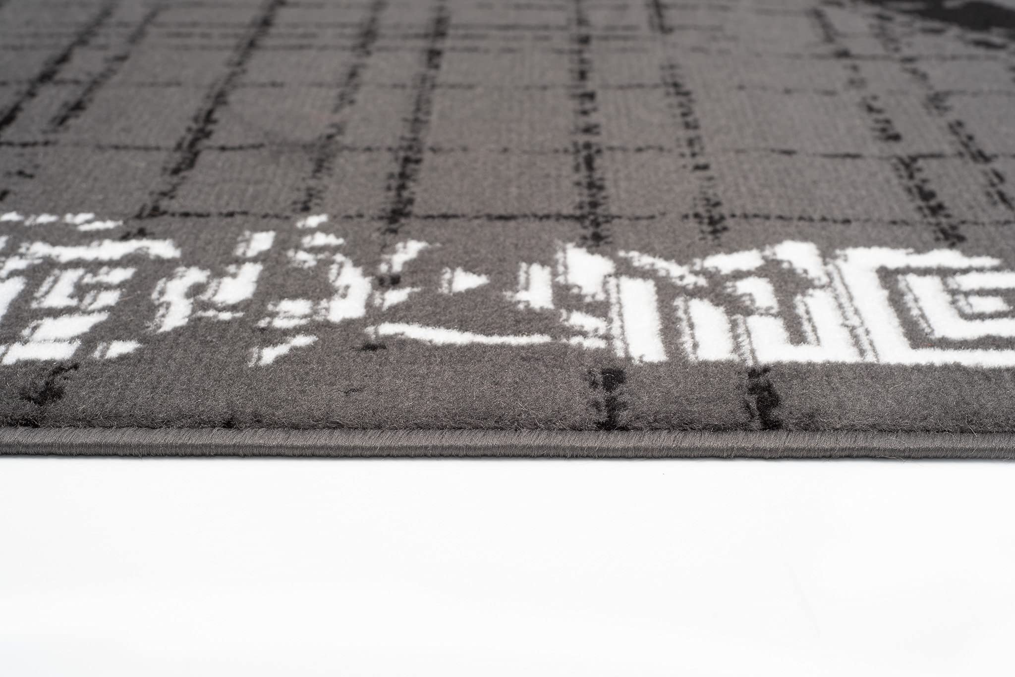 TAPISO Atena Tapis de Salon Chambre Ado Design Moderne Gris Foncé Blanc Motif Grec Doux Fin Poil Court 140 x 200 cm