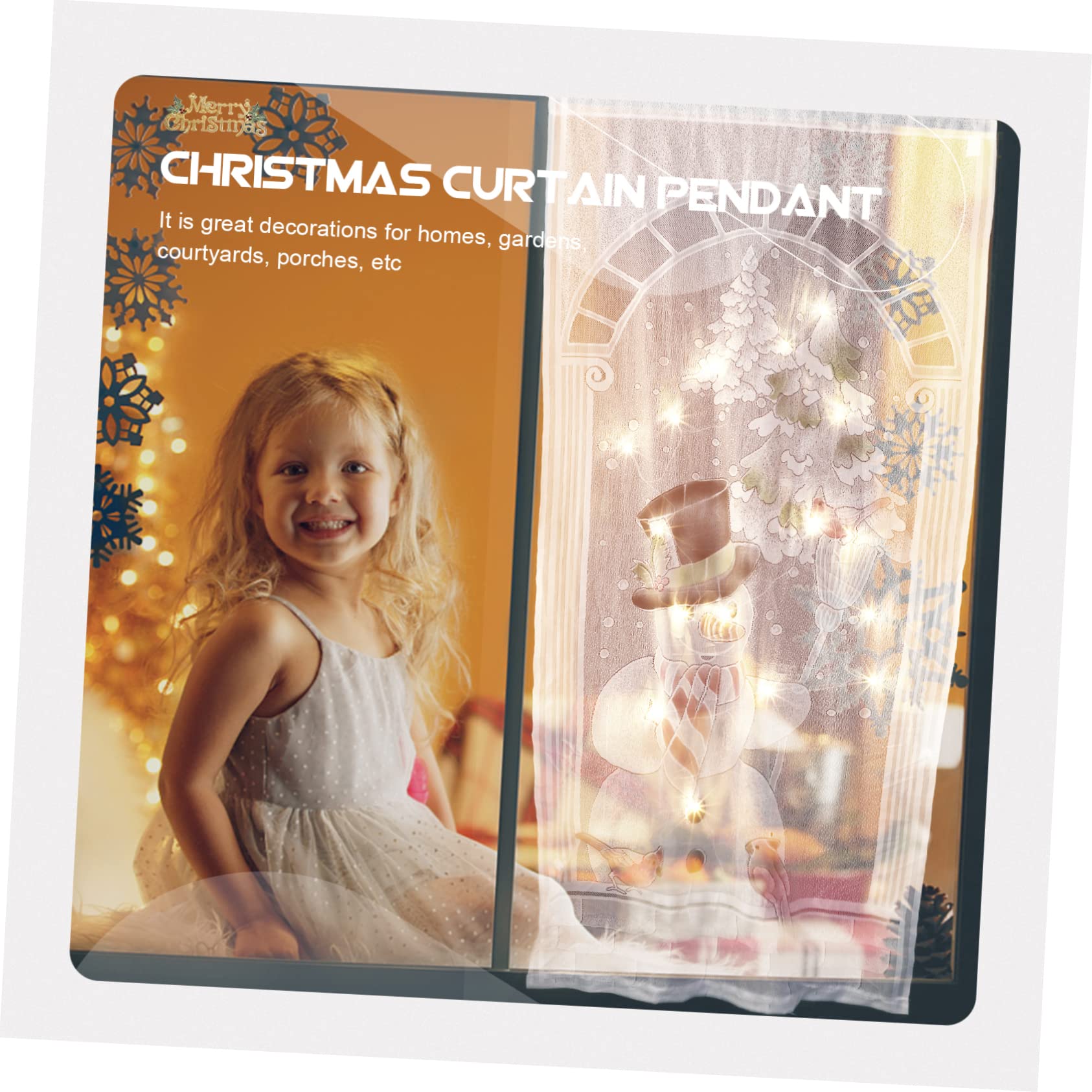 Alipis 5 Sätze Weihnachten Leuchtende Vorhänge Quaste Verdunkelungsvorhänge Beleuchteter Weihnachtsvorhang Fenster Led Solar- Ornamente Weihnachtsschmuck Gardinen Für Weiß Polyester